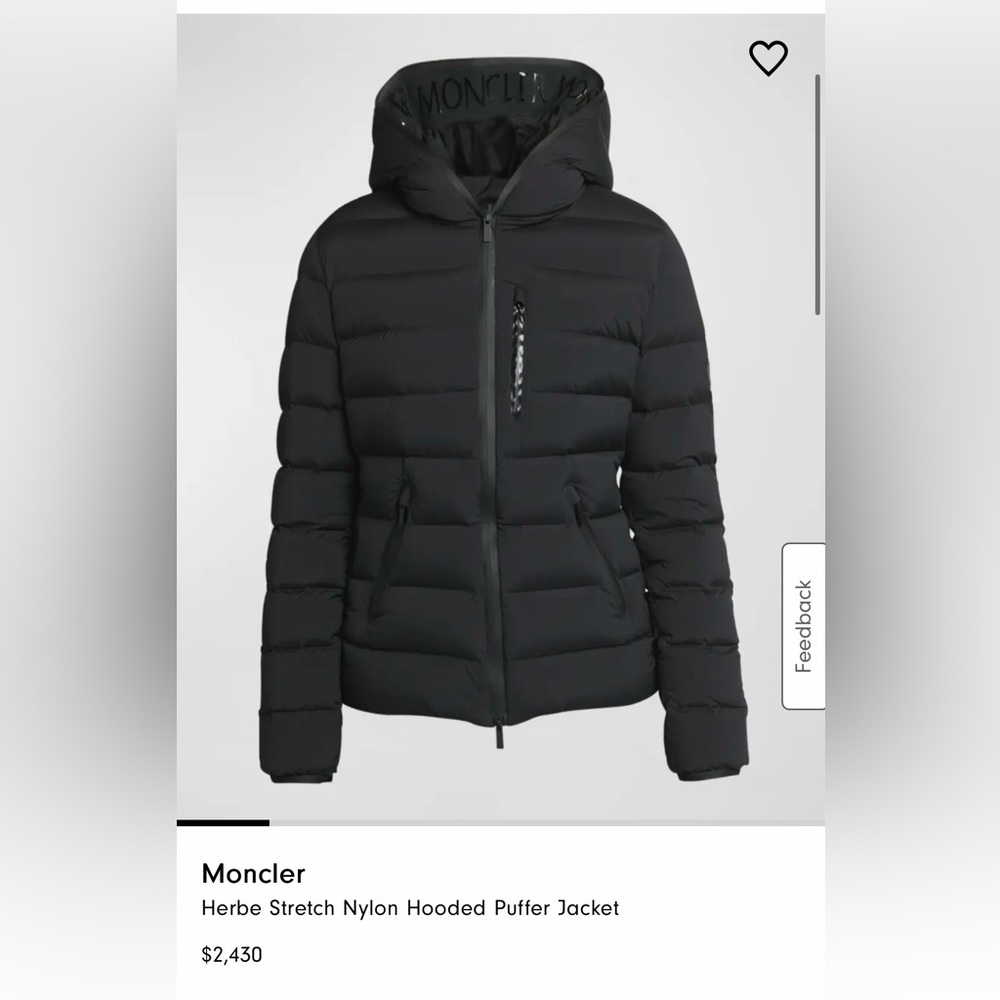 Women’s Herbe Moncler Black Hooded Puffer Jacket size Moncler 2